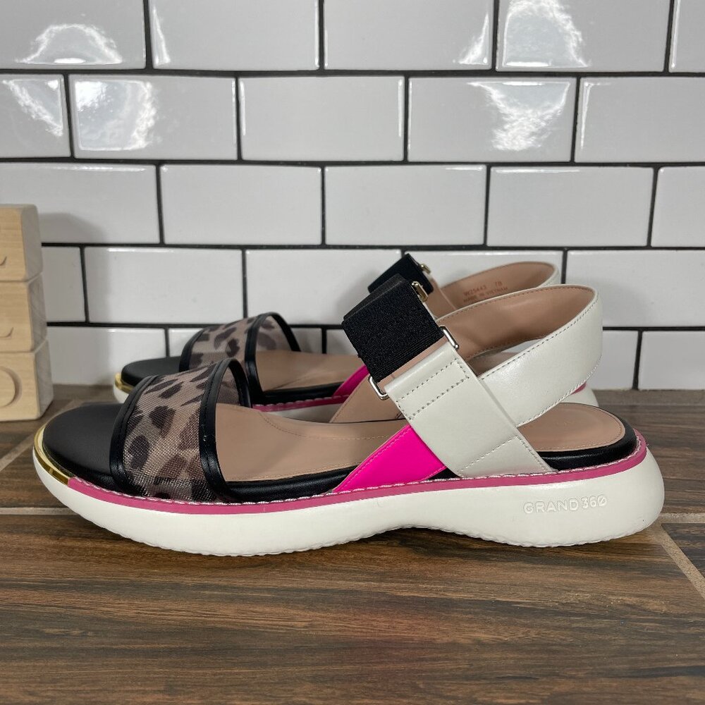 Cole Haan Grand Ambition Carmel Shoes Womens 7 Multicolor Leopard Print Sandals